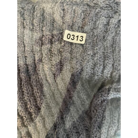 Boho Sweater Womens Medium Blue Upcycle Patchwork Lagenlook Cardigan Linen Knit - Picture 11 of 11